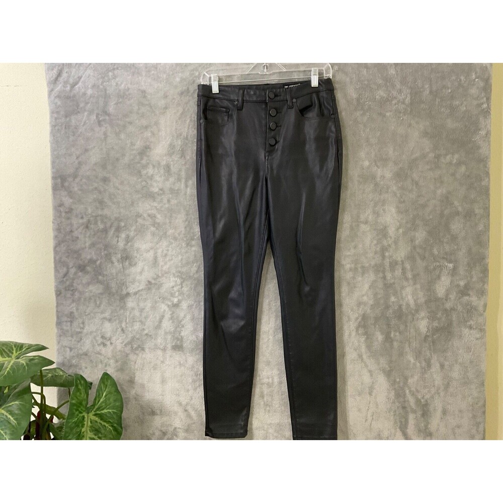 Blank NYC Black Faux Leather button fly Pants Women's Size 28